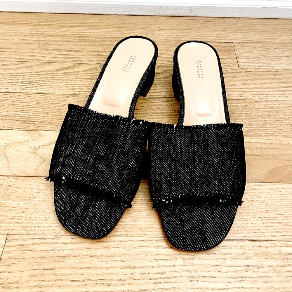 BARNEYS NEW YORK Denim Block Heel Sandals